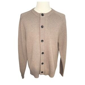 COS Relaxed Fit Crew Neck Wool-Blend Cardigan Sweater Men's Medium Beige